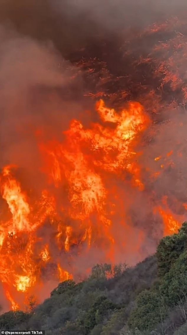 Spencer shared video showing the blaze near his home; seen in January 2025