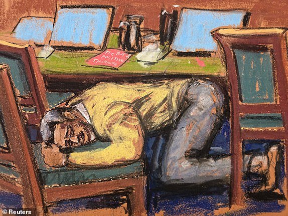 Sean "Diddy" Combs reacts after verdicts are read of the five counts against him, during Combs' sex trafficking trial in New York City, New York, U.S., July 2, 2025 in this courtroom sketch. REUTERS/Jane Rosenberg        TPX IMAGES OF THE DAY