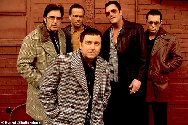 Madsen is also known for his starring role in 1997 film Donnie Brasco - pictured with Al Pacino, James Russo, Bruno Kirby Jr and Johnny Depp,