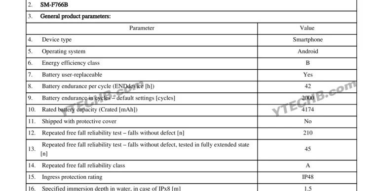 Galaxy Z Flip 7 leaked EU energy label details